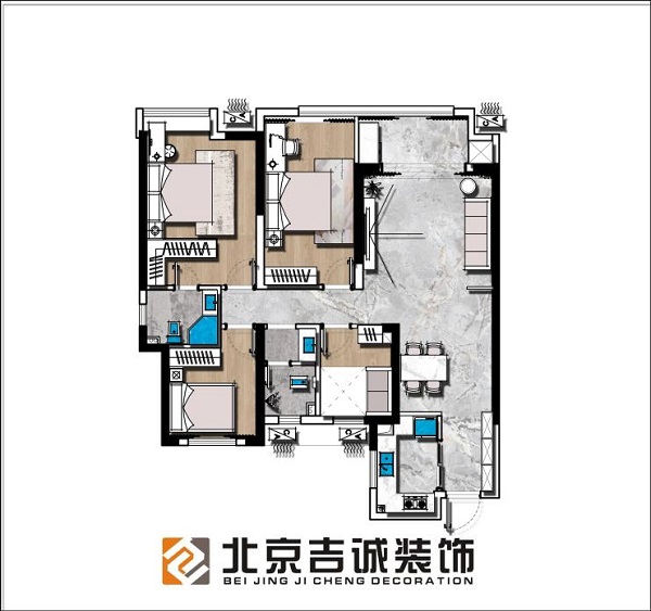 新城名昱-四居-现代风格效果图装修设计理念